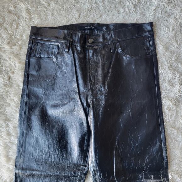 J Brand Selena Mid-Rise Crop Bootcut Lamb Leather Black 28 - Picture 4 of 12